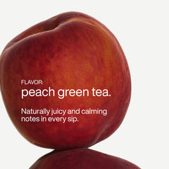 B.WILD Peach Green Tea label highlighting vegan and gluten-free notes.