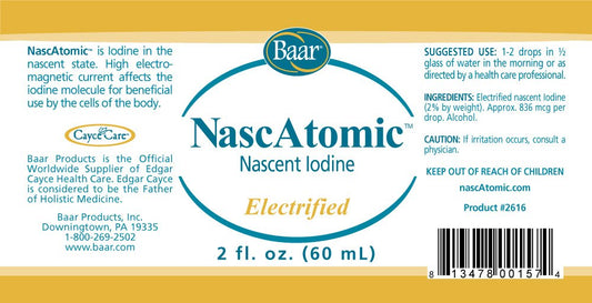 Baar NascAtomic dropper dispense iodine showing 2% nascent formula for energy