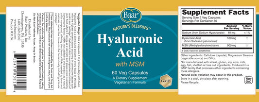 Baar Nature's Blessing HA/MSM VCaps pour demonstrates easy daily use for hydration and joints.