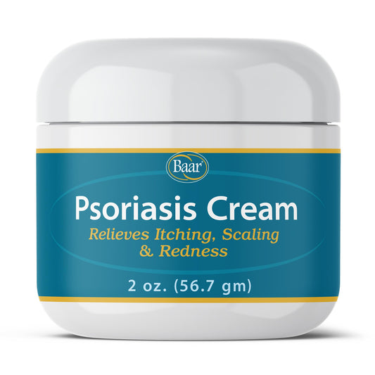Baar Psoriasis Cream 2oz bottle for lightweight, non-greasy moisture.