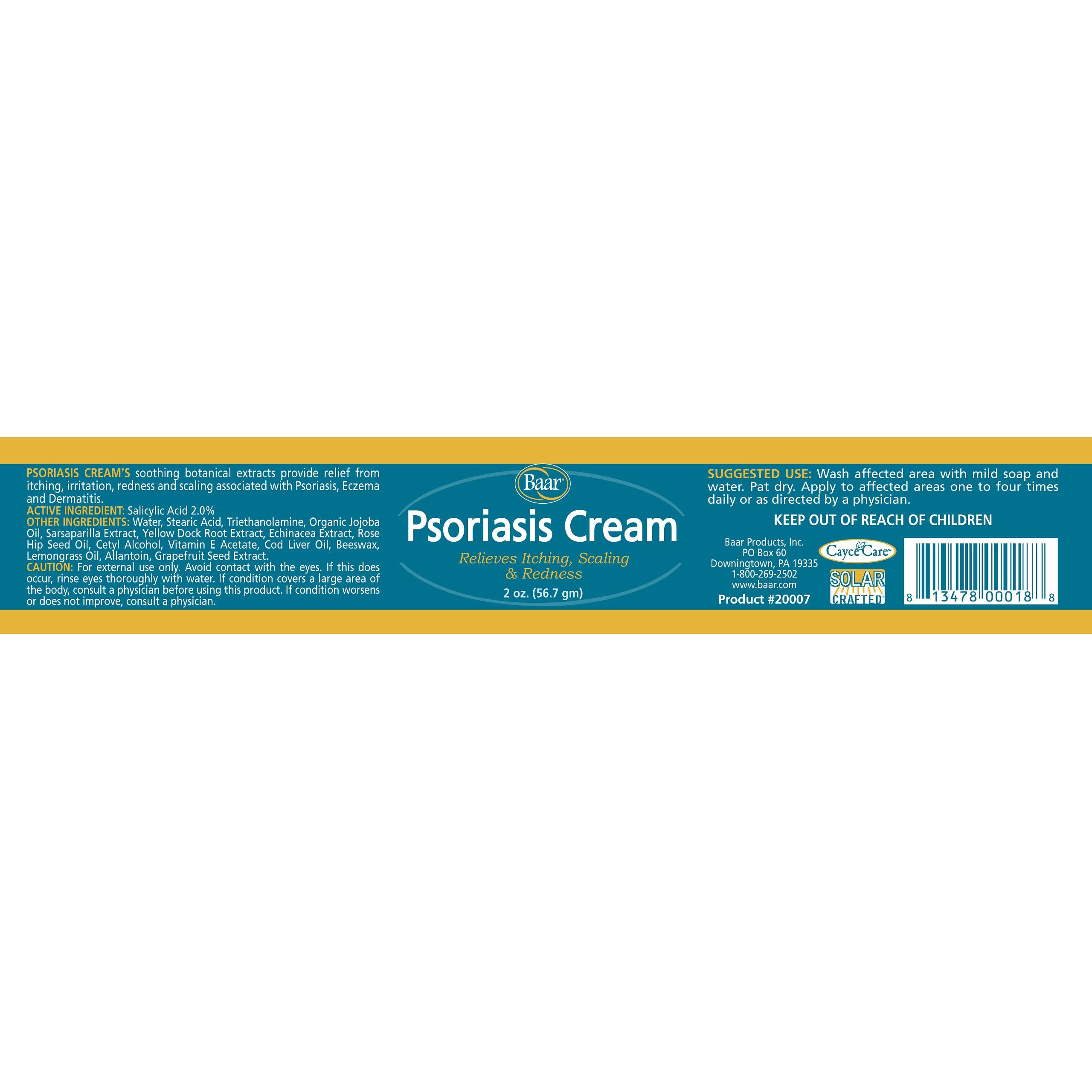 Baar Psoriasis Cream USA-made packaging emphasizes quality and safety.