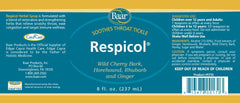 Herbal blend ingredients on Baar Respicol label.