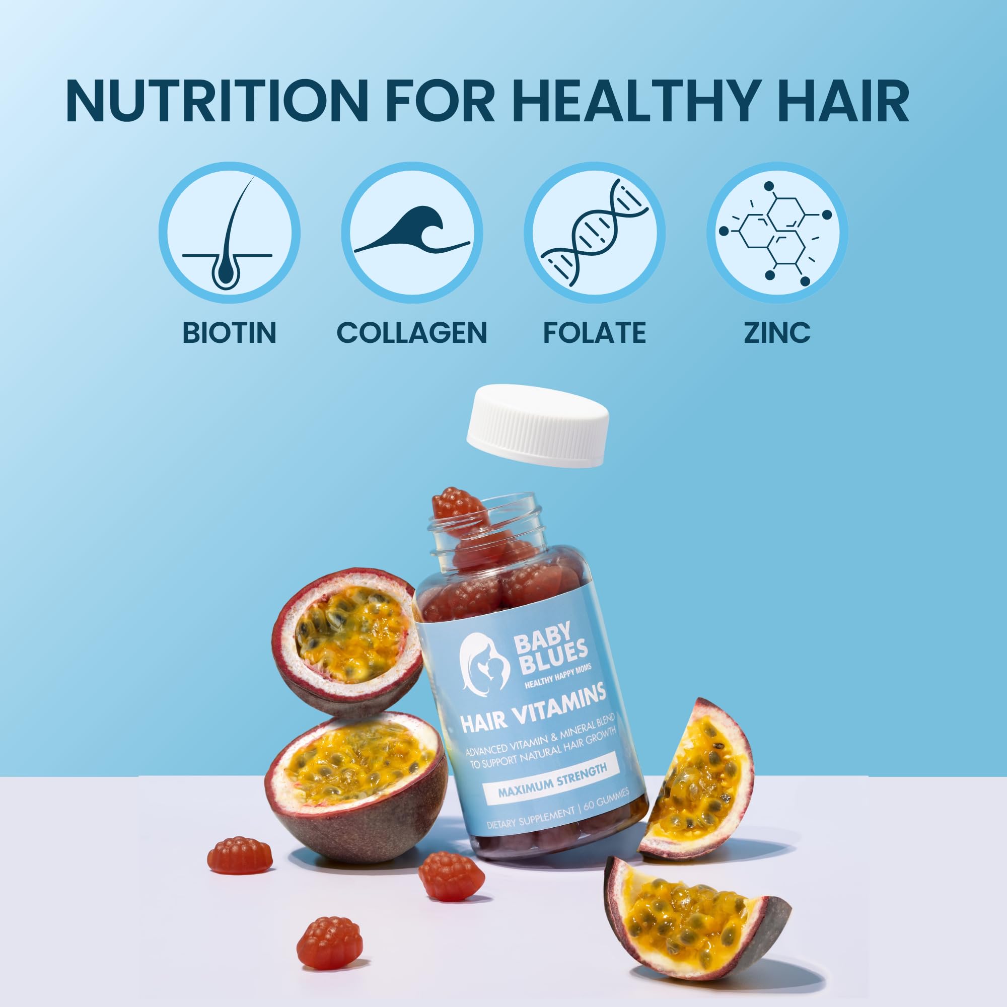 Baby Blues bottle back nutrition panel showing key ingredients