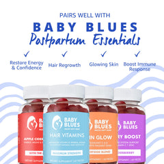 Baby Blues ingredients panel highlighting drug-free, non-habit-forming formula