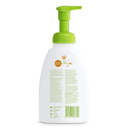 BabyGanics pump-top bottle shown for easy one-handed bath time cleansing.