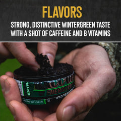 BACC OFF can in hand showing portable snuff format and on-the-go convenience.