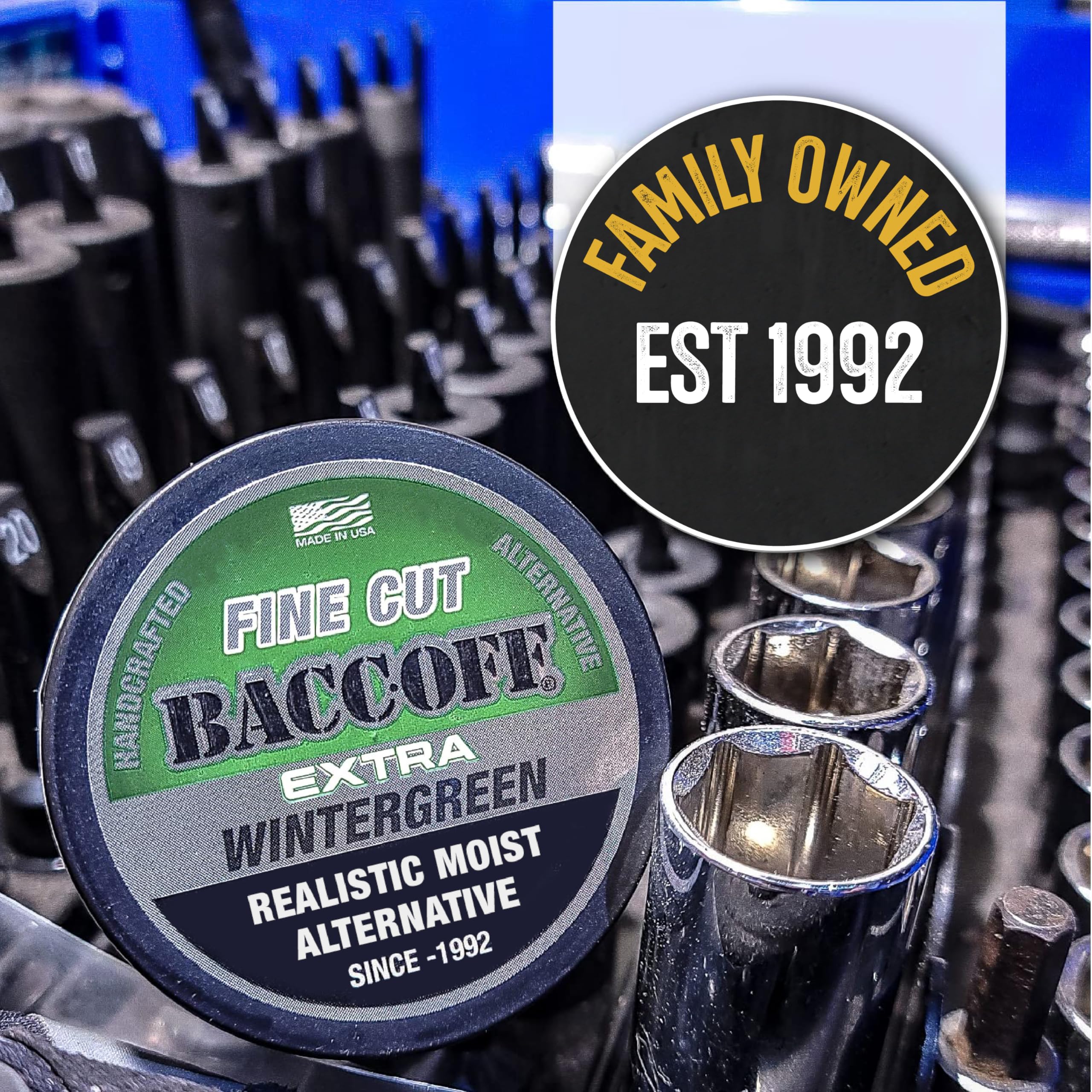 Brand logo on USA-crafted packaging from a family-owned company.