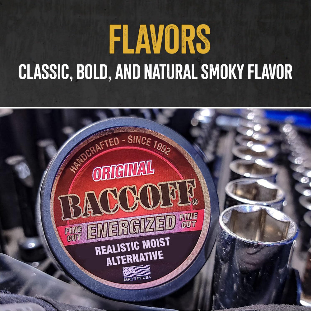 BACC OFF line varieties image displays pouches and cuts for versatile use