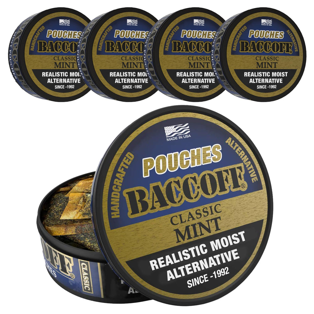 BACC OFF Mint Pouches can front view, ready for quick mint refresh.