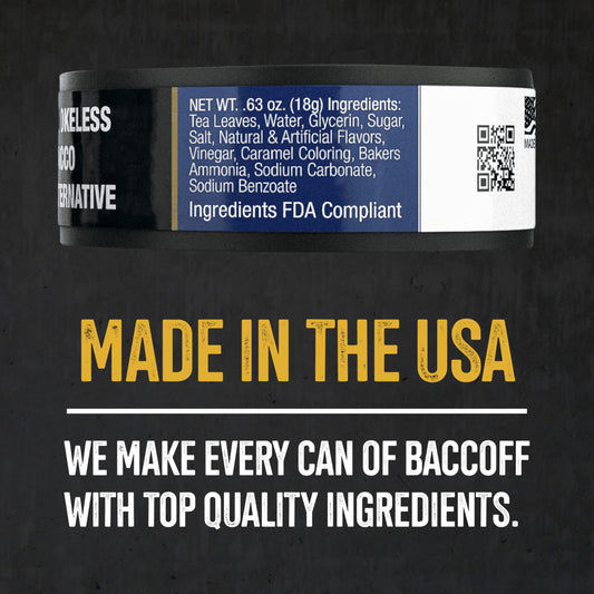 BACC OFF Mint Pouches can-open view shows convenient packaging for quick mint refresh.