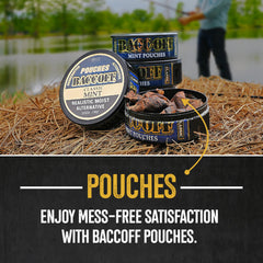 BACC OFF Mint Pouches pouch closeup highlights texture for authentic mint snacking.