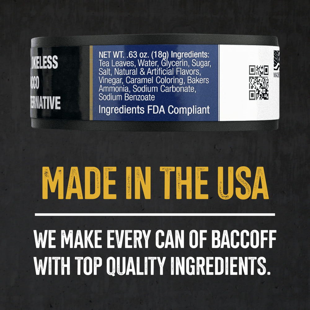 BACC OFF Mint Pouches twist-open close-up showing authentic can design and quick pinch-use.