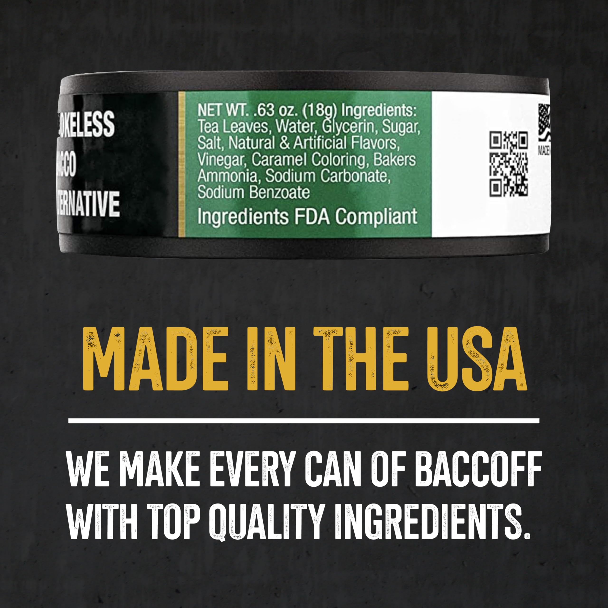 BACC OFF Wintergreen pouches packaging detail shows classic can design