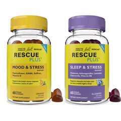 Bach Rescue Plus Day & Night bundle packaging showing dual gummies for mood and sleep support