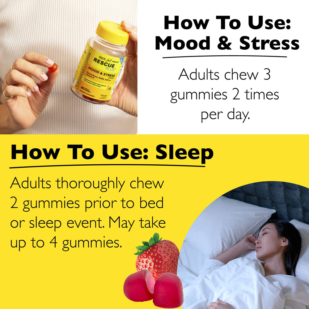 Bach Rescue Plus Sleep gummies bottle with melatonin for better sleep.