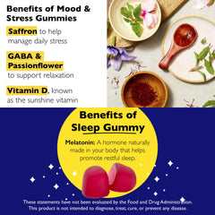 Front pack of Bach Rescue Plus Sleep gummies highlights melatonin benefits.