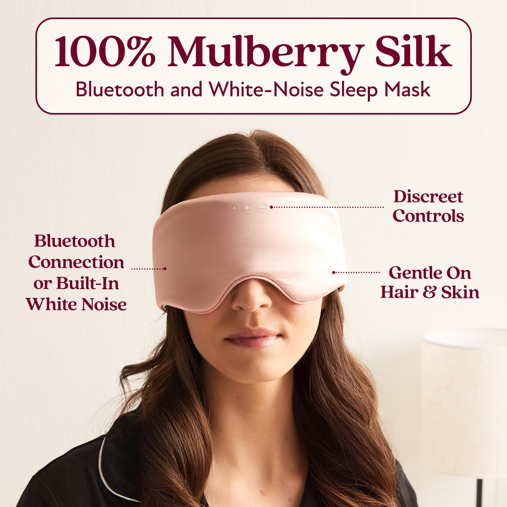 Back Bay Audio SilkSound mask with integrated Bluetooth headphones for wireless sleep audio.