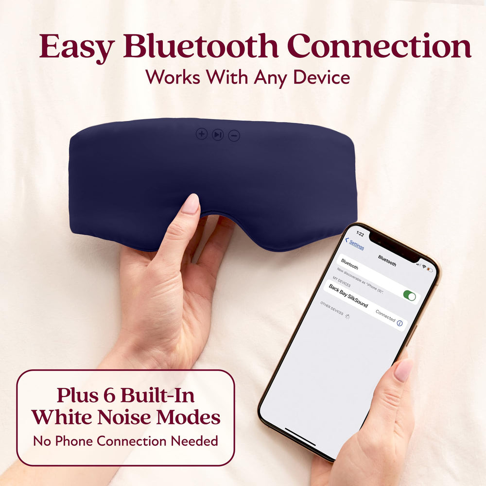Back Bay Audio SilkSound sleep mask with built-in battery for extended use.