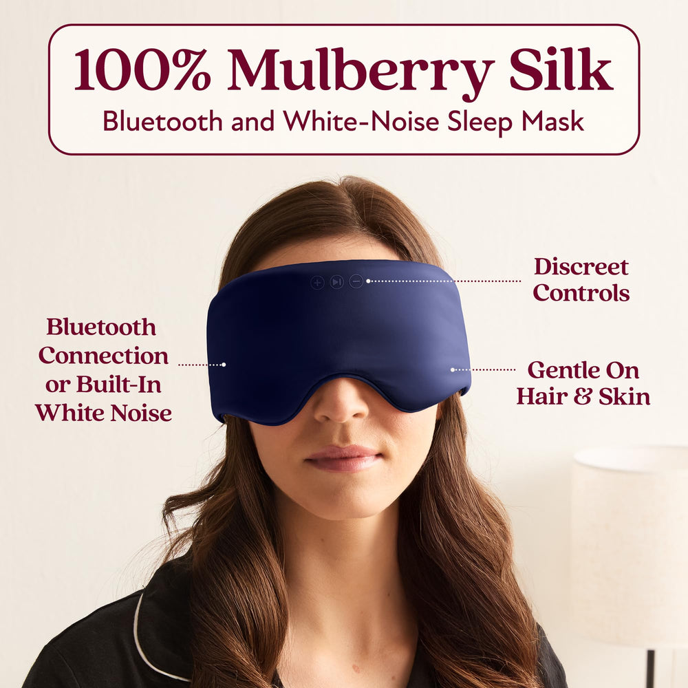 Back Bay Audio SilkSound sleep mask side view highlights lightweight, comfortable fit.