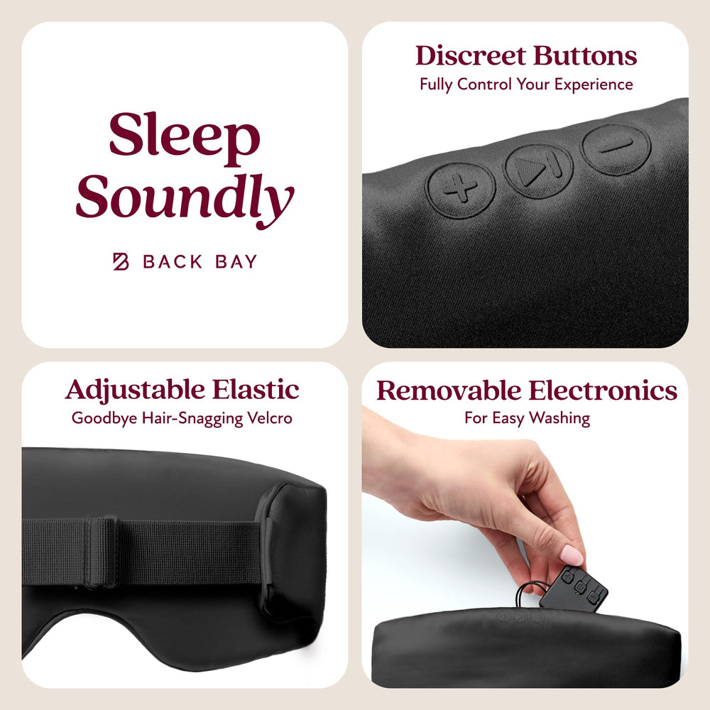 Back Bay Audio SilkSound on-device white-noise modes for ambient sleep support.