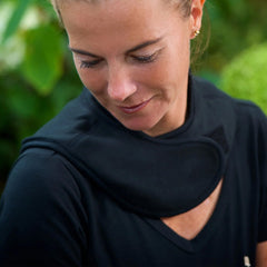 Back on Track neck brace medium size close-up emphasizes 15-inch circumference.