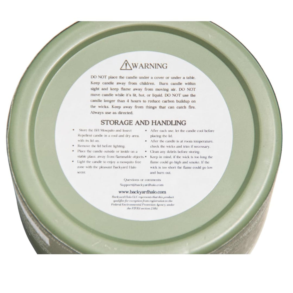 Backyard Halo odors naturally reduced by beeswax in the air.