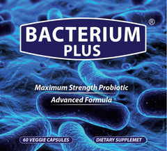 Bacterium Plus capsule close-up highlights advanced probiotic blend for gut support