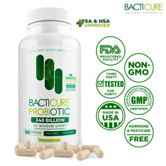 BACTICURE capsules inside glass ready for daily use.