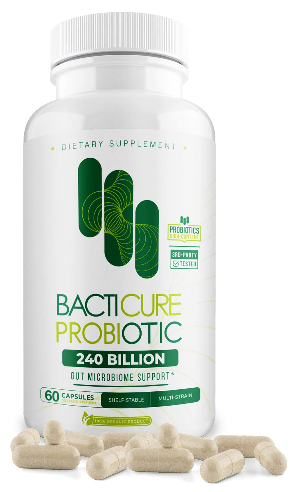 BACTICURE Original Probiotic bottle front for daily gut comfort.