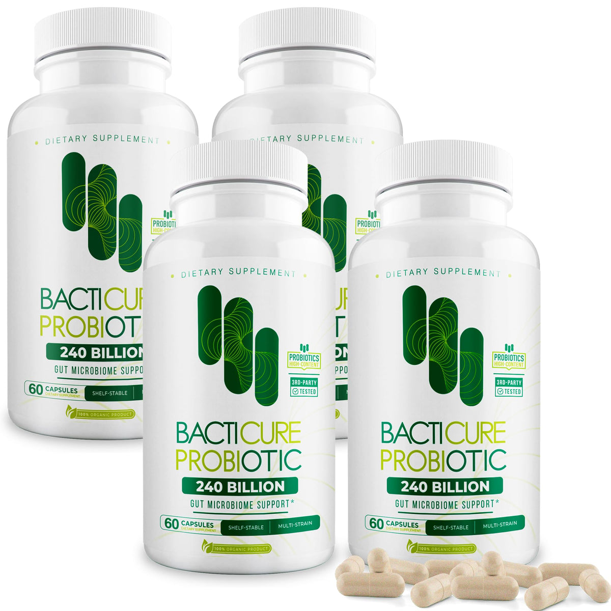 BACTICURE set of 4 bottles for a convenient daily routine.