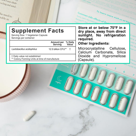 BACTOSE monthly routine pack highlights a 7-day capsule cycle for dairy users.