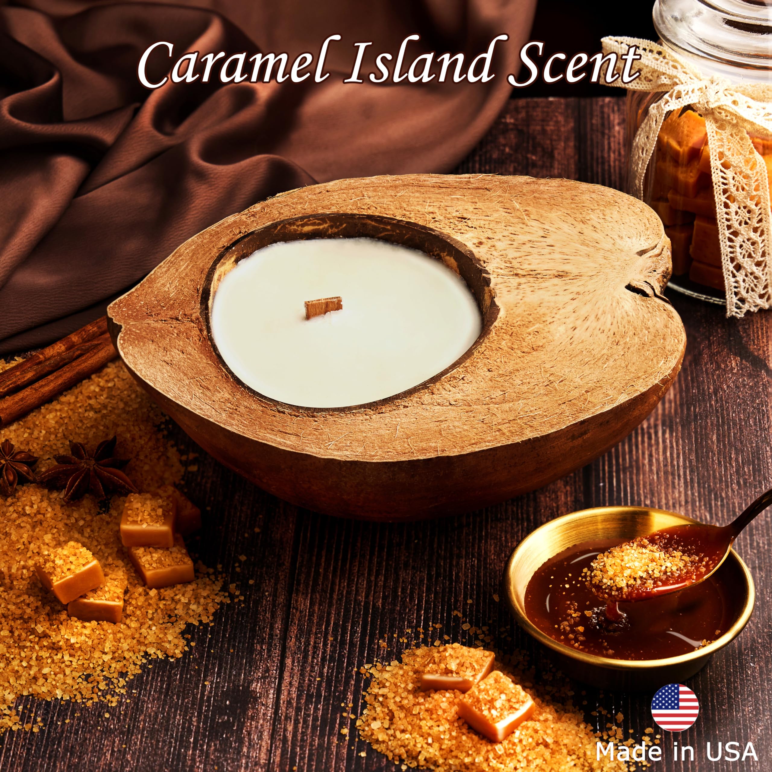 Badalyan Art Studio caramel island coconut candle offers warm ambience and long lasting fragrance.