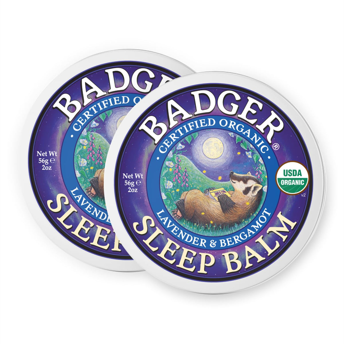 Badger Sleep Balm tin closeup for calming bedtime routine