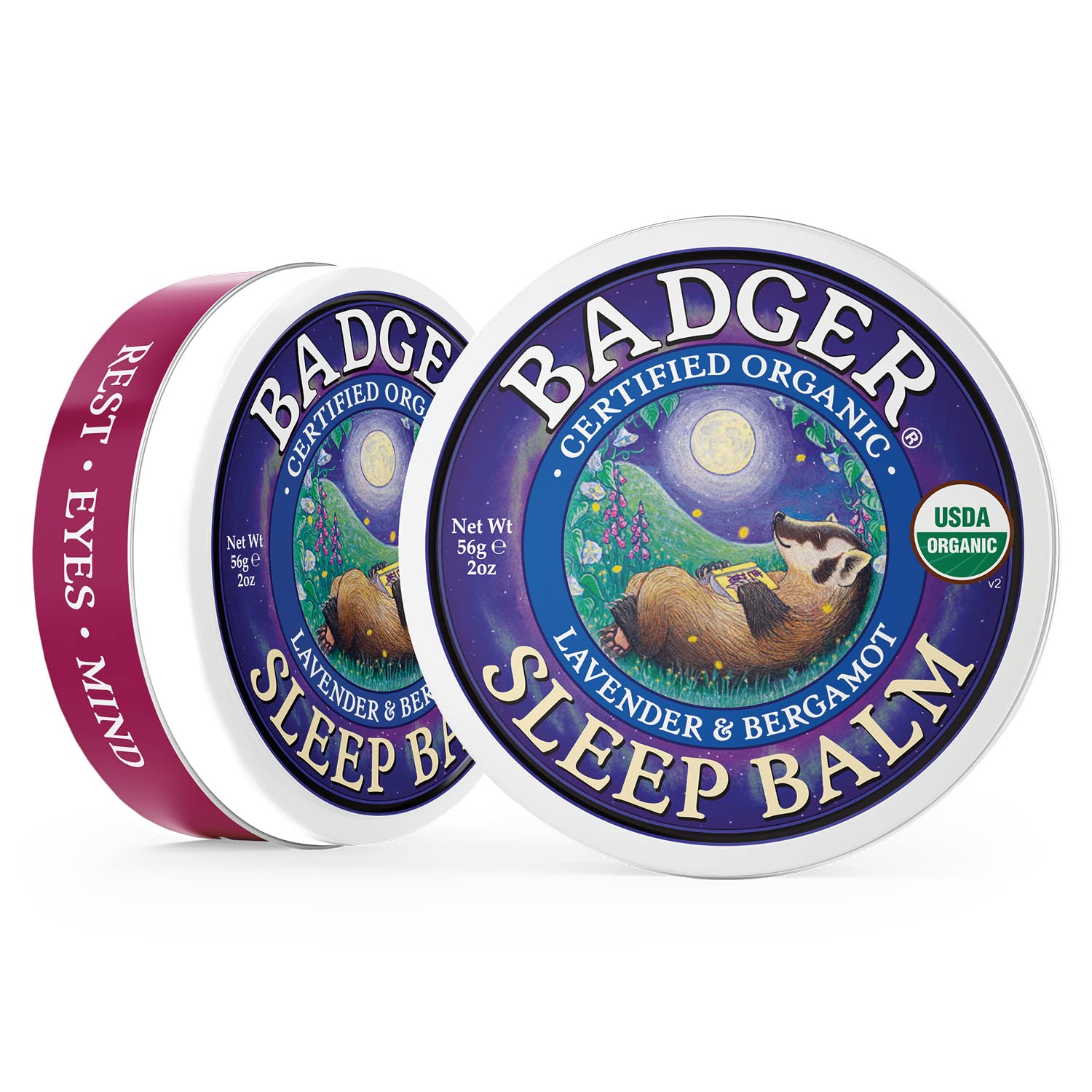 Badger Sleep Balm tin with lavender scent for bedtime relaxation
