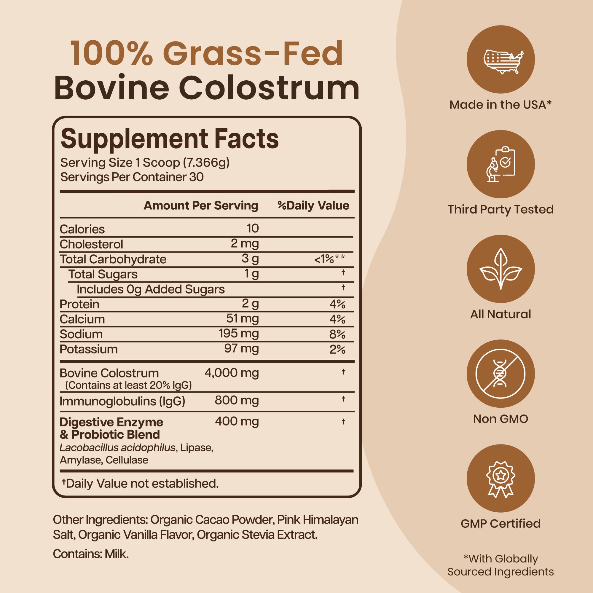 Baese Nutrition immunoglobulin-rich colostrum emphasizes immune-supporting components.