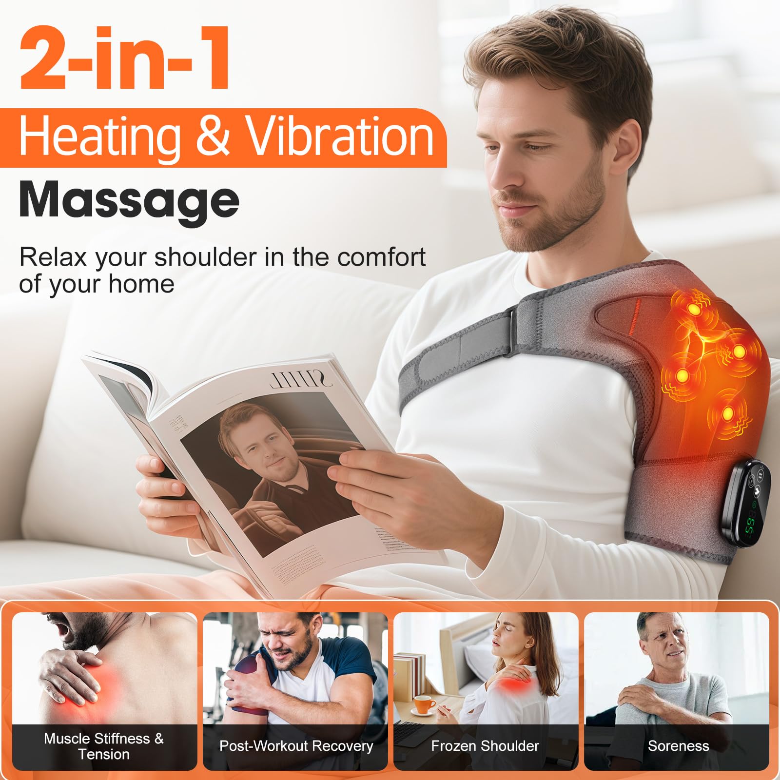 BAISEMAIN five-level heat delivers even warmth across the shoulder.