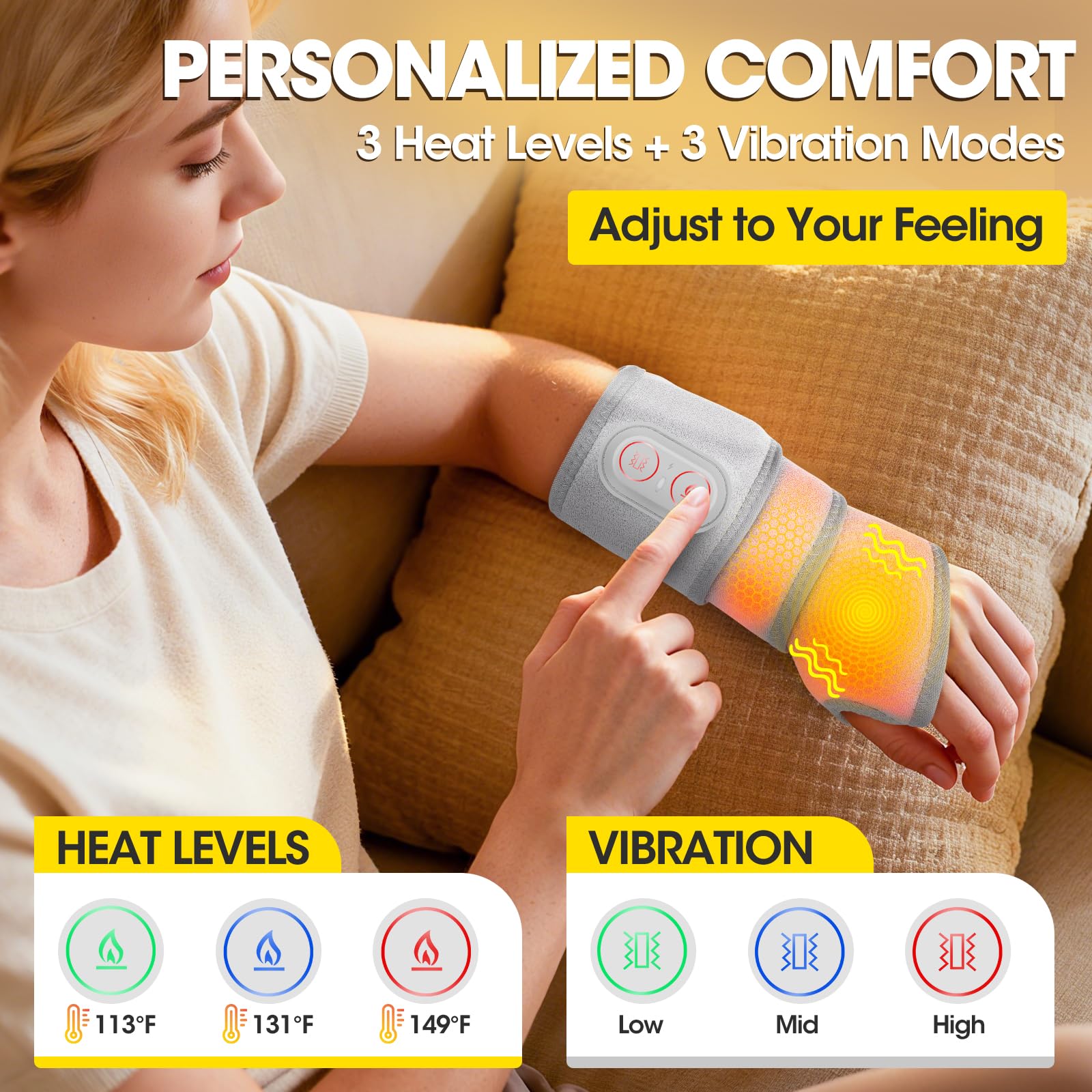 BAISEMAIN battery-powered-heated-wrist-wrap features a long-lasting 3000mAh battery