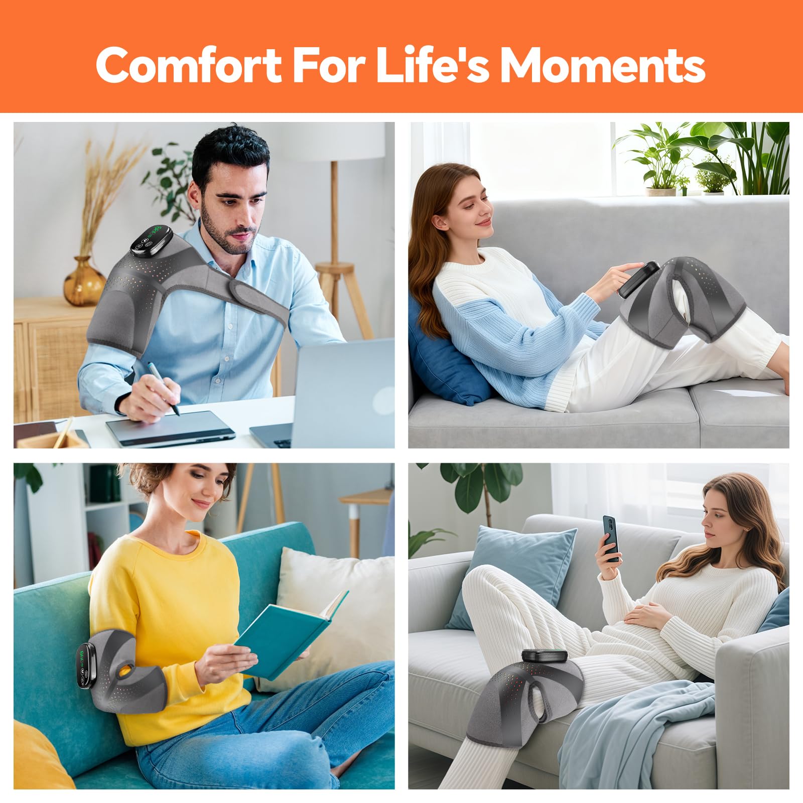 BAISEMAIN cordless knee massager enabling movement while enjoying heat and massage on the go.