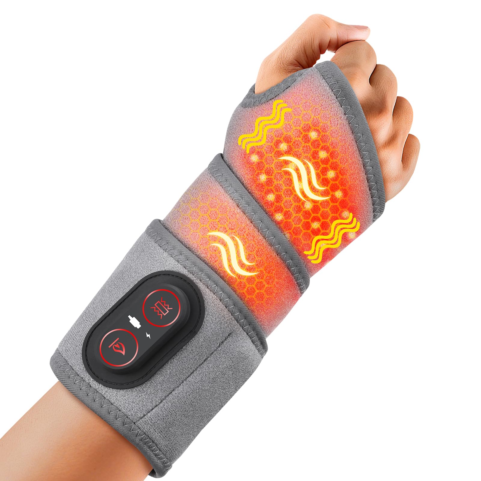 BaiseMAIN cordless wrist heating pad on the wrist delivering warming comfort