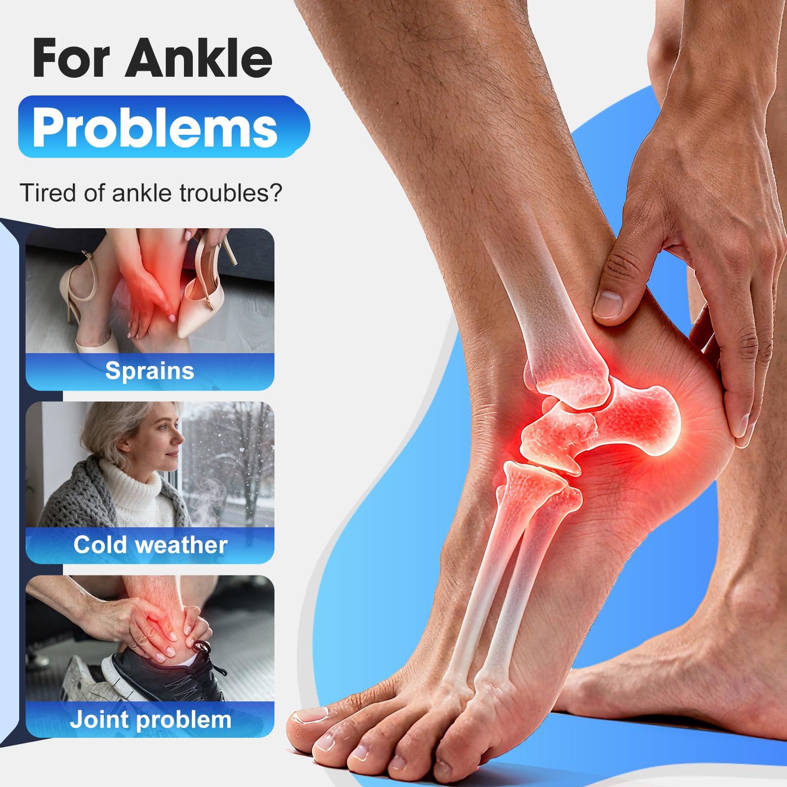 BAISEMAIN ankle heating pad showcasing heat levels for comfort.