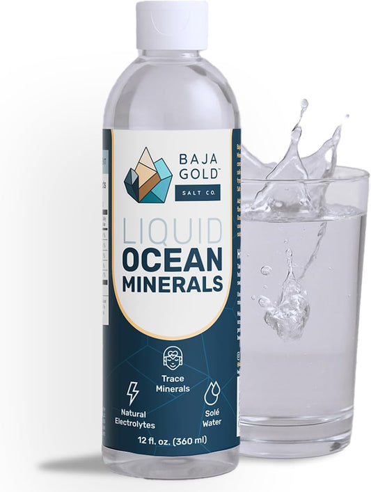 Baja Gold mineral drops in a water bottle add minerals and flavor.