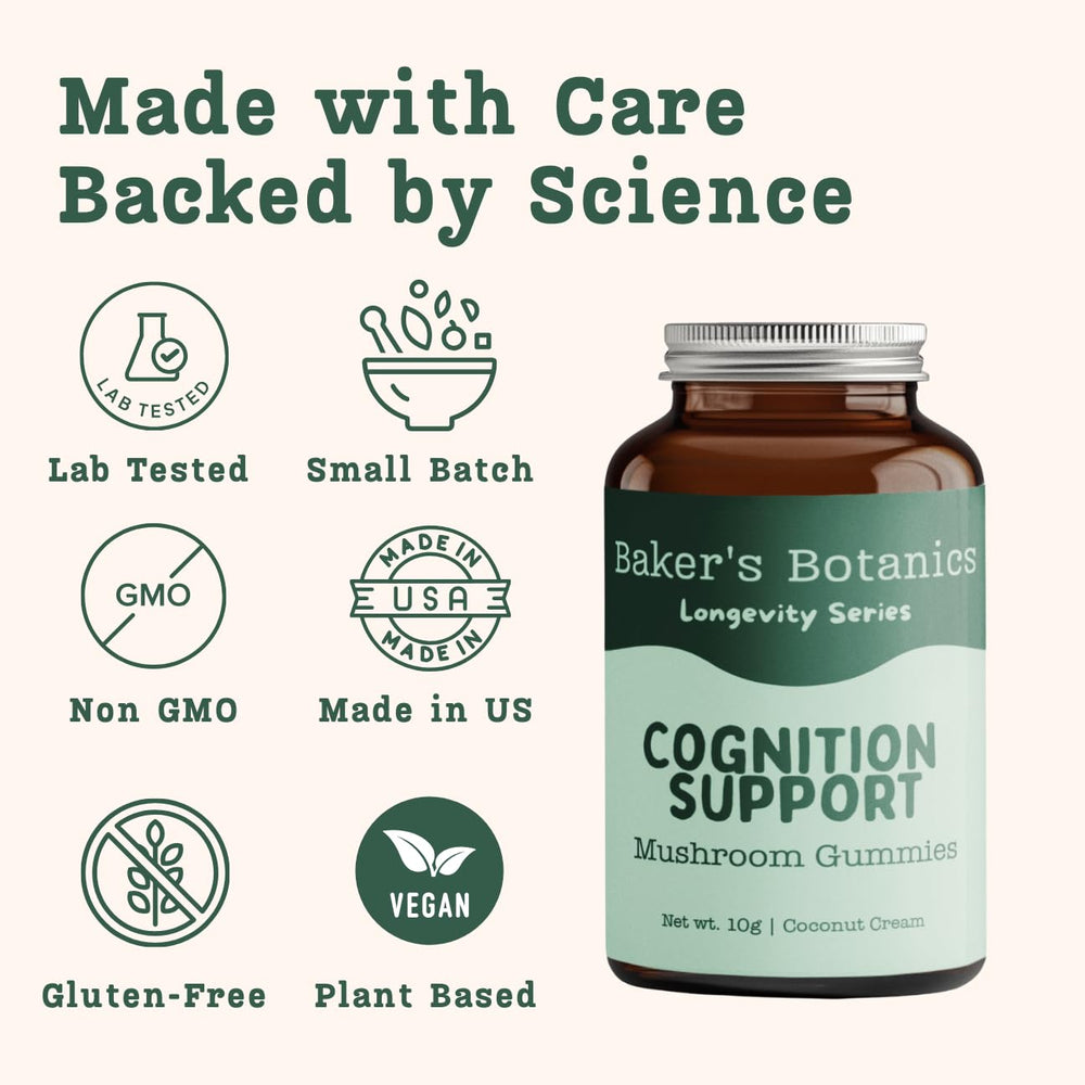 Baker's Botanics label detail shot, reinforcing quality and trusted sourcing.