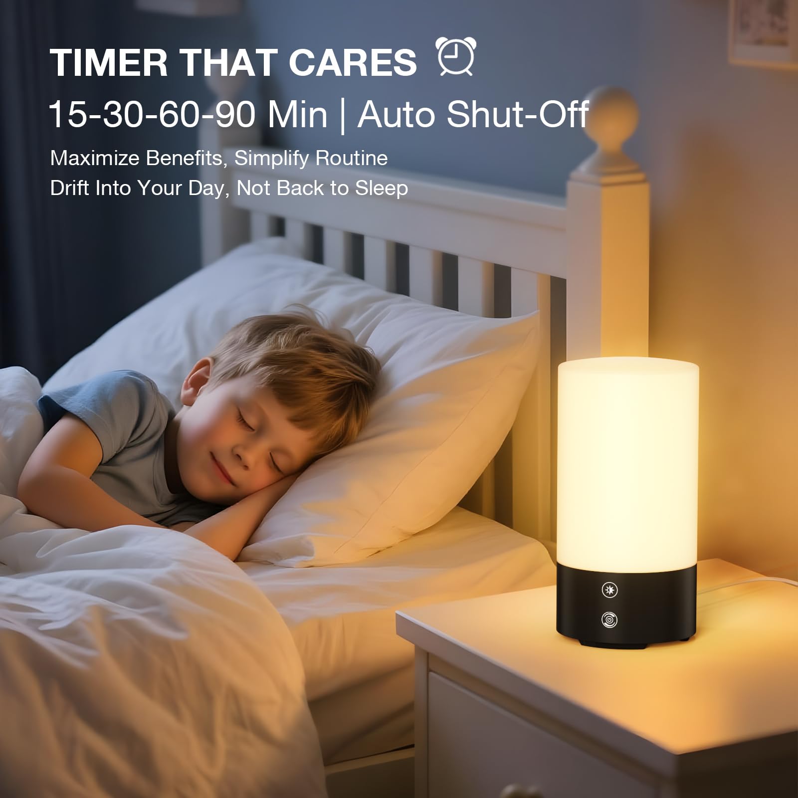 Bakzon lamp remembers last settings for quick power-up.
