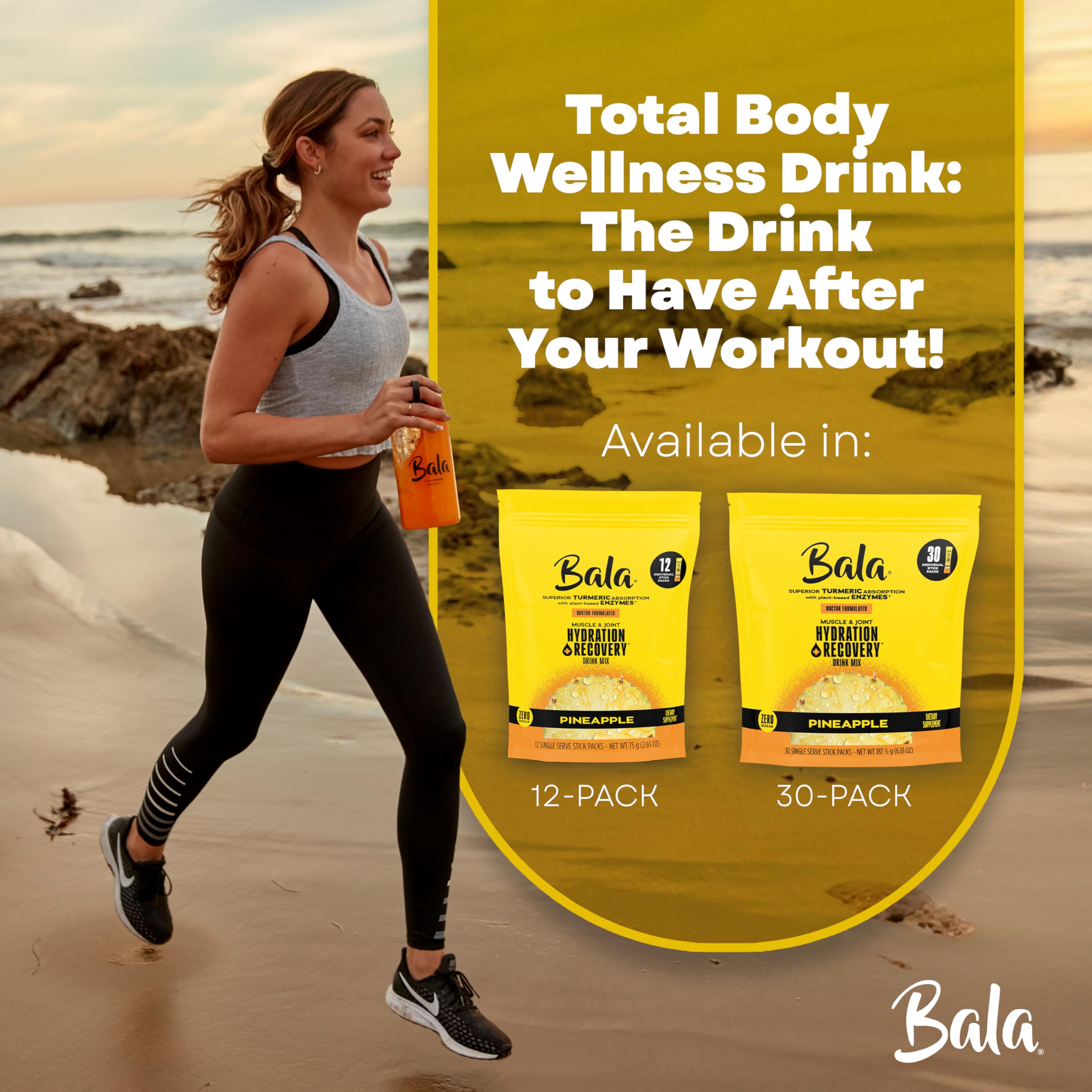 Gym bag with Bala hydration packets ready for post-workout use