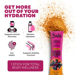 BALA Enzyme Hydration turmeric boost image highlights immune-supporting turmeric blend.