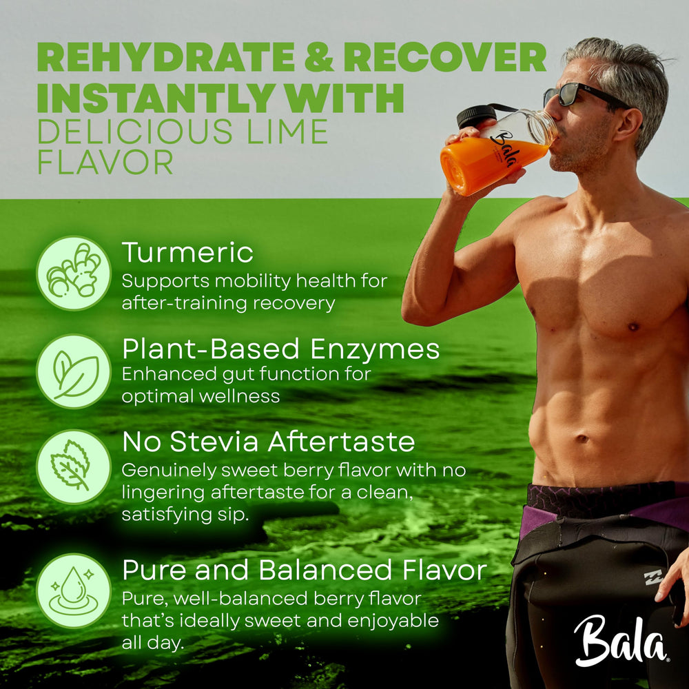 Packaging close-up showing Bala Enzyme ingredients and electrolyte blend.