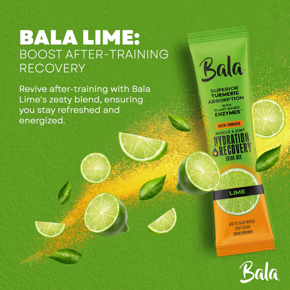 Close-up of Bala Enzyme packets highlighting electrolytes and turmeric.