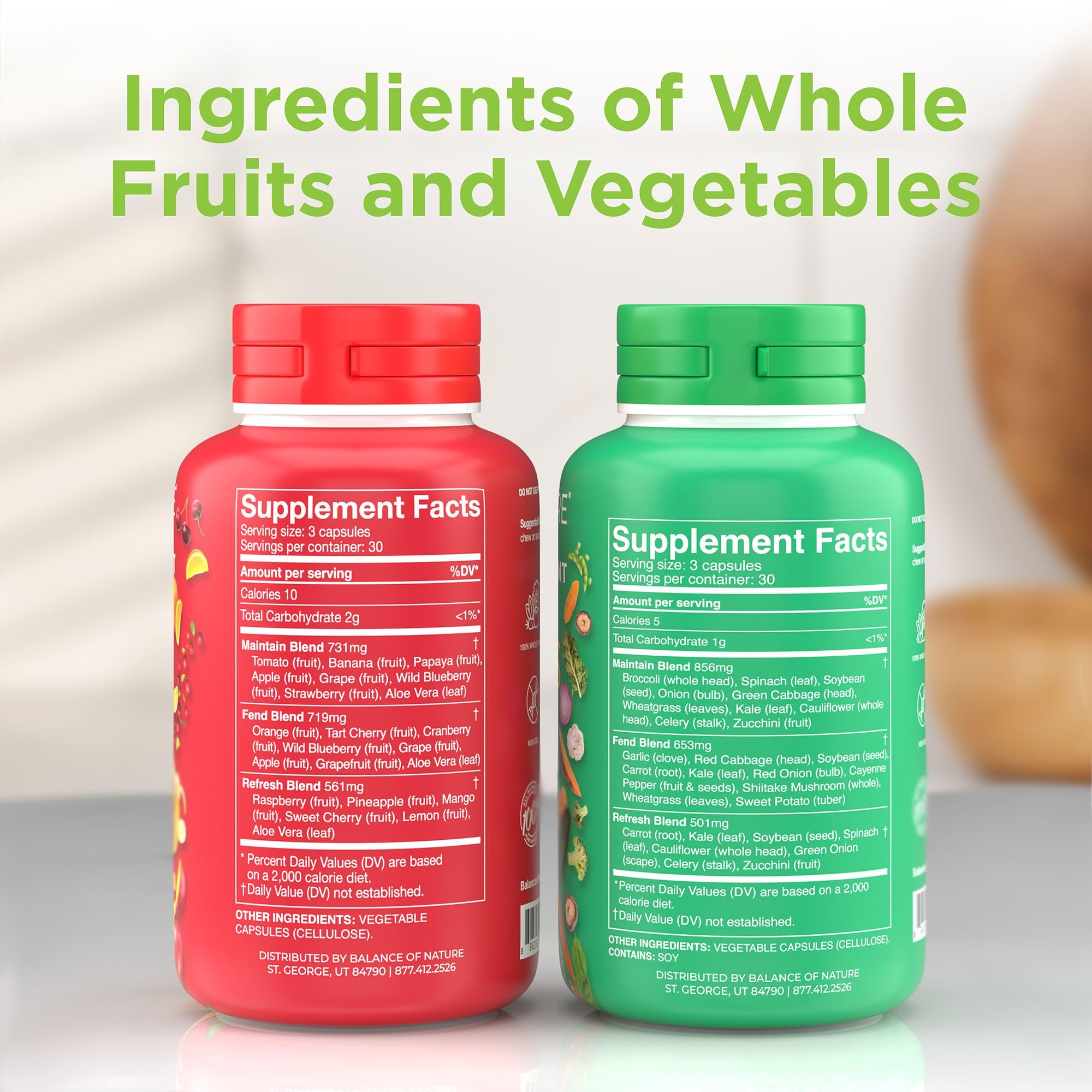 Balance of Nature Fruits capsules bottle shown for convenient on-the-go use