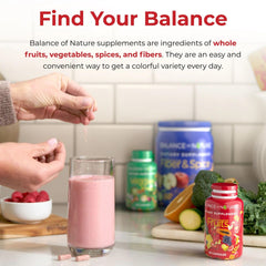 Balance of Nature Fruits supplement ingredients list including aloe vera and berries