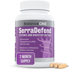 Balance ONE Biofilm Disruptor bottle front — gut health support with systemic enzyme blend.